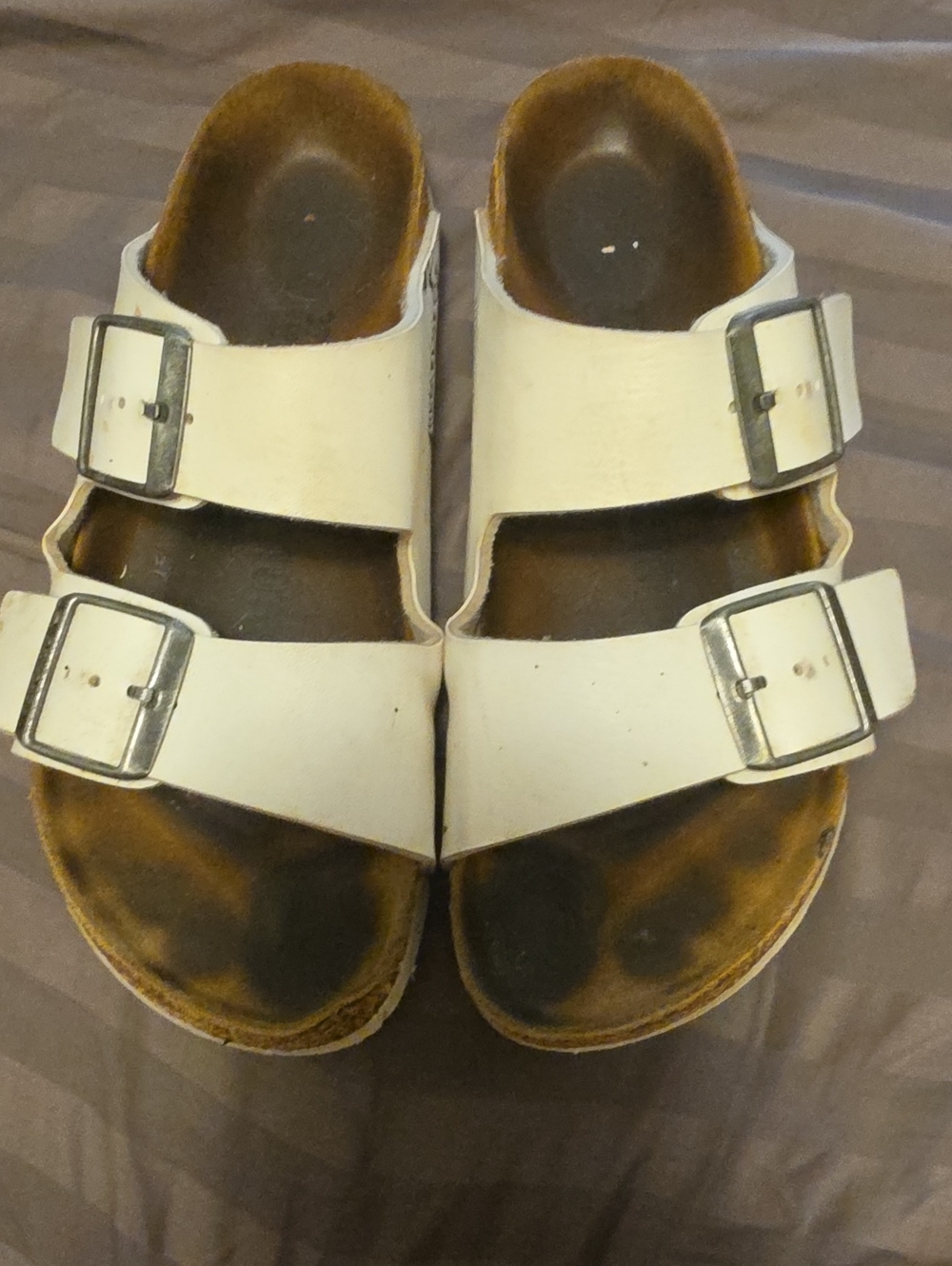 Birkenstock White Double-Buckle Slide Sandals Size 37 Which Is 6/6.5